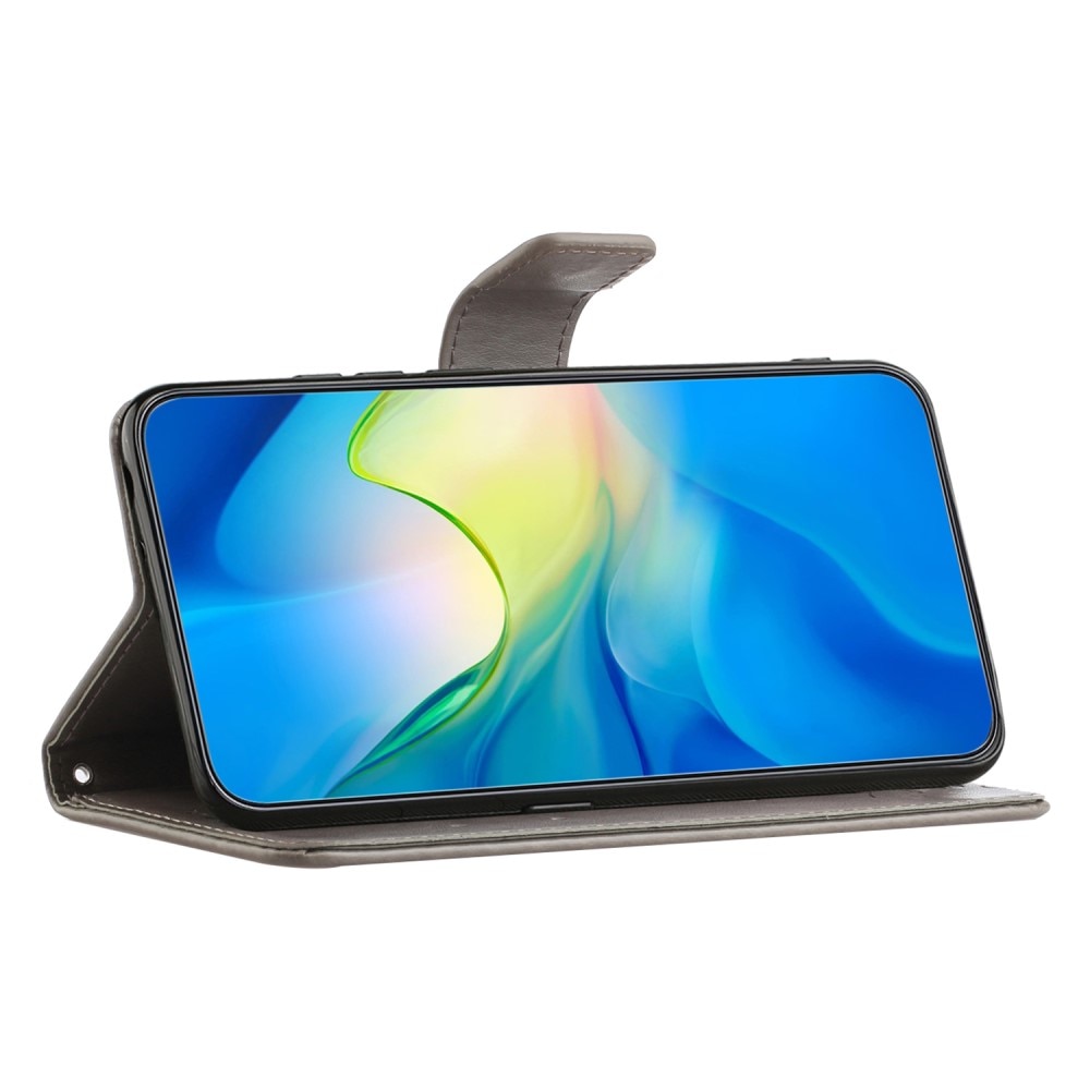 Motorola Moto G24 Power Handyhülle mit Schmetterlingsmuster, Grau