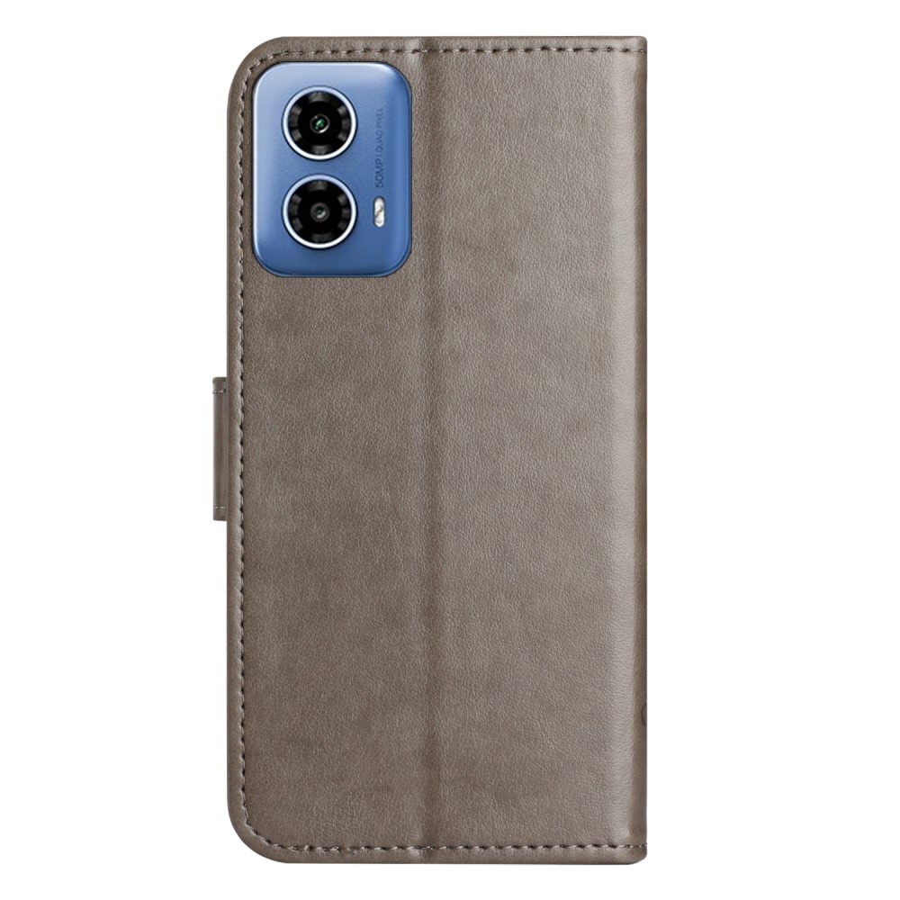 Motorola Moto G24 Power Handyhülle mit Schmetterlingsmuster, Grau