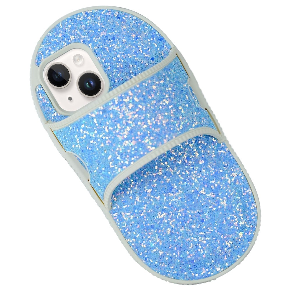 iPhone 13 Glitzer Slipper-Hülle, blau