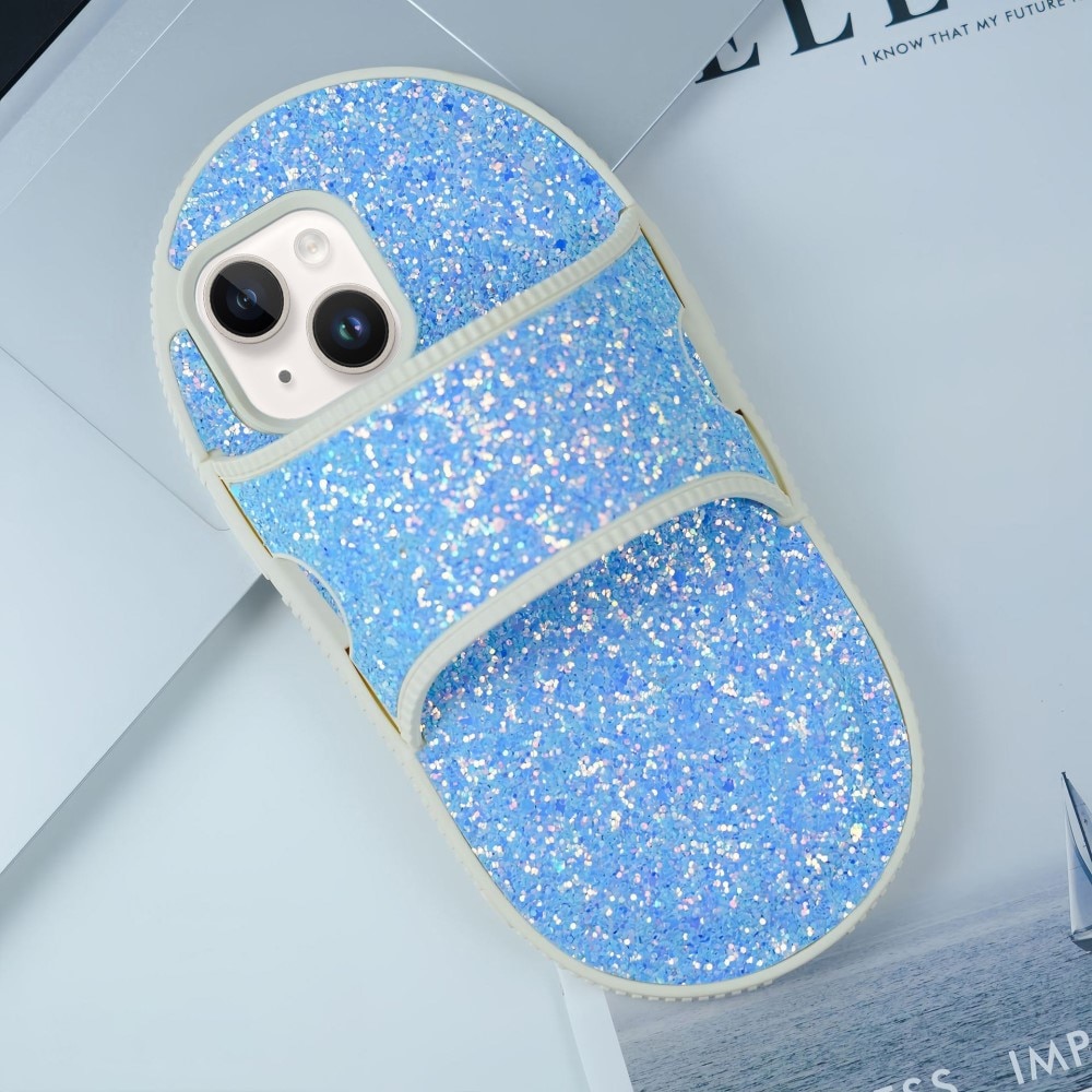 iPhone 13 Glitzer Slipper-Hülle, blau