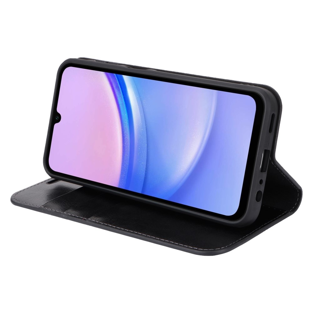 Samsung Galaxy A15 Handytasche aus Echtem Leder schwarz