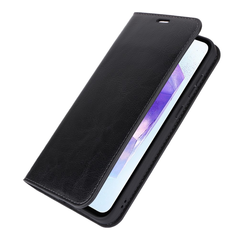 Samsung Galaxy A55 Handytasche aus Echtem Leder schwarz