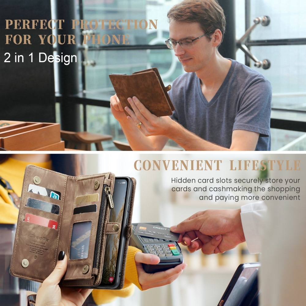 Multi-slot Portemonnaie-Hülle Samsung Galaxy A35 braun