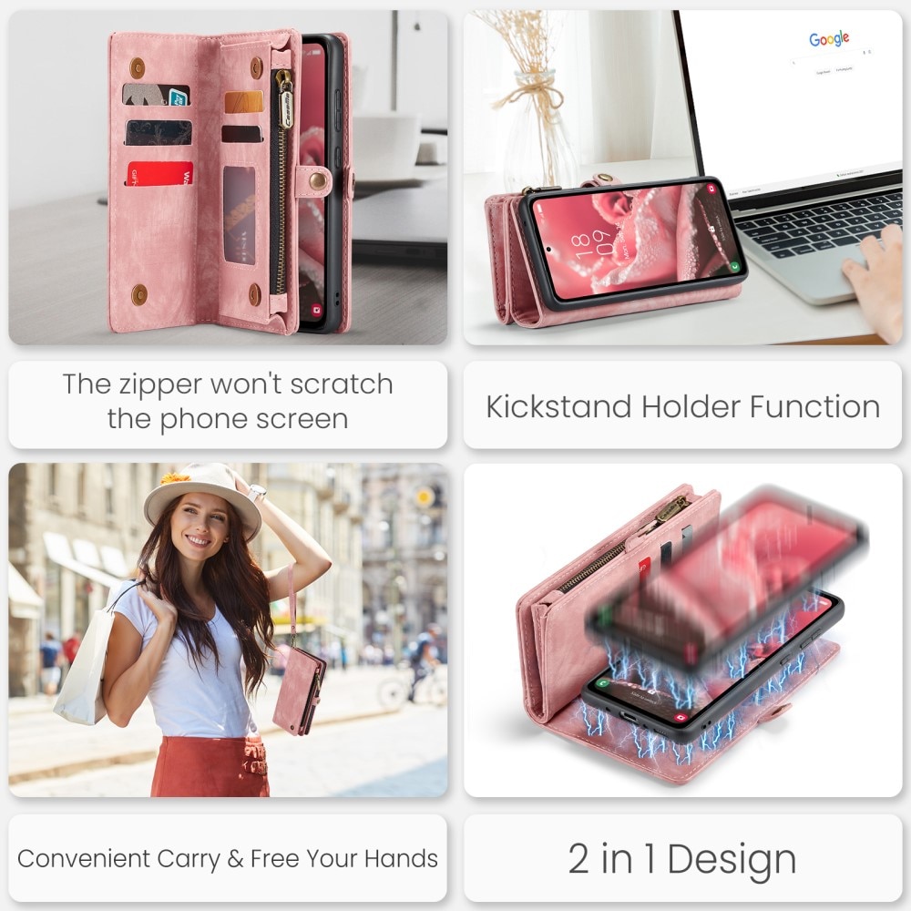 Multi-slot Portemonnaie-Hülle Samsung Galaxy A35 rosa