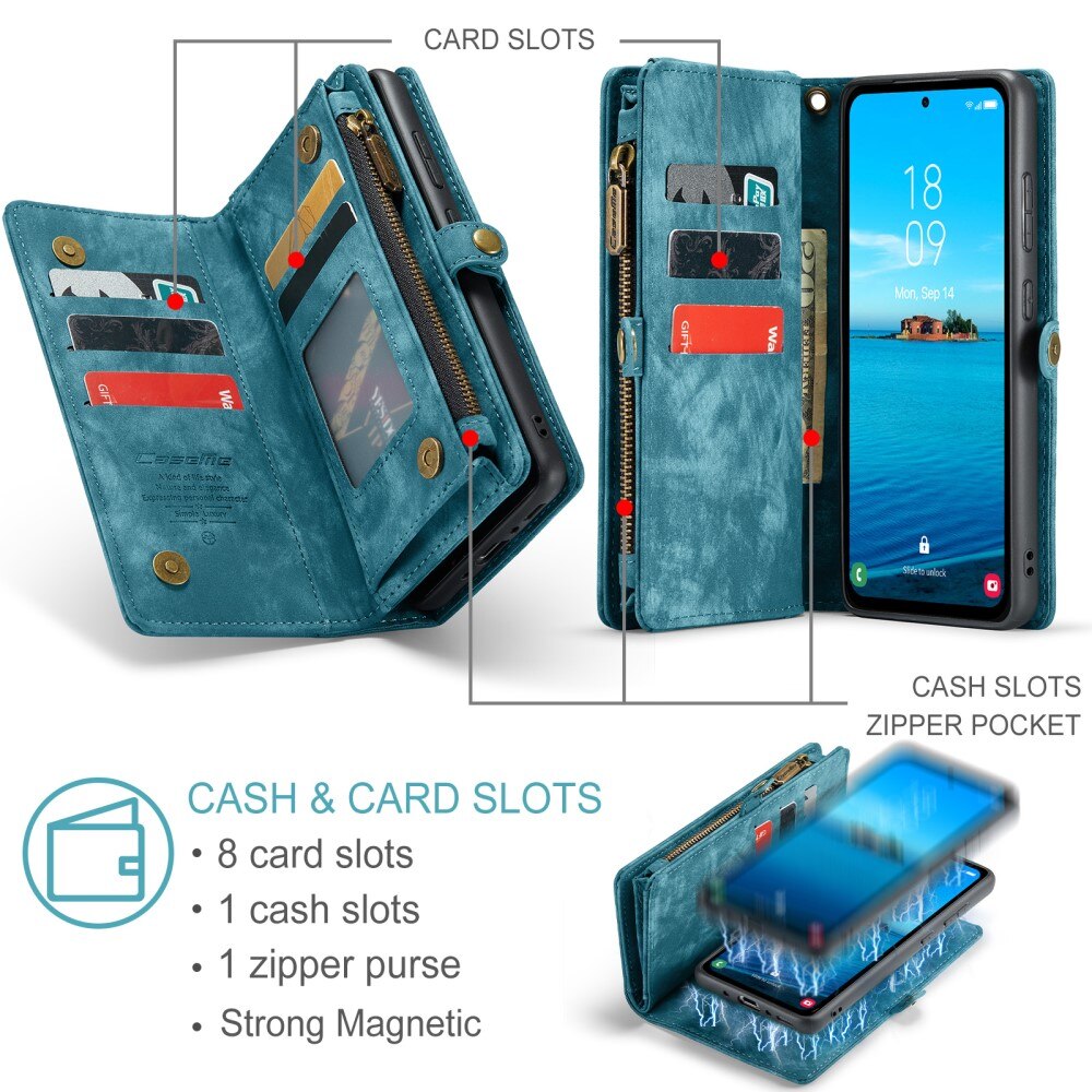 Multi-slot Portemonnaie-Hülle Samsung Galaxy A35 blau