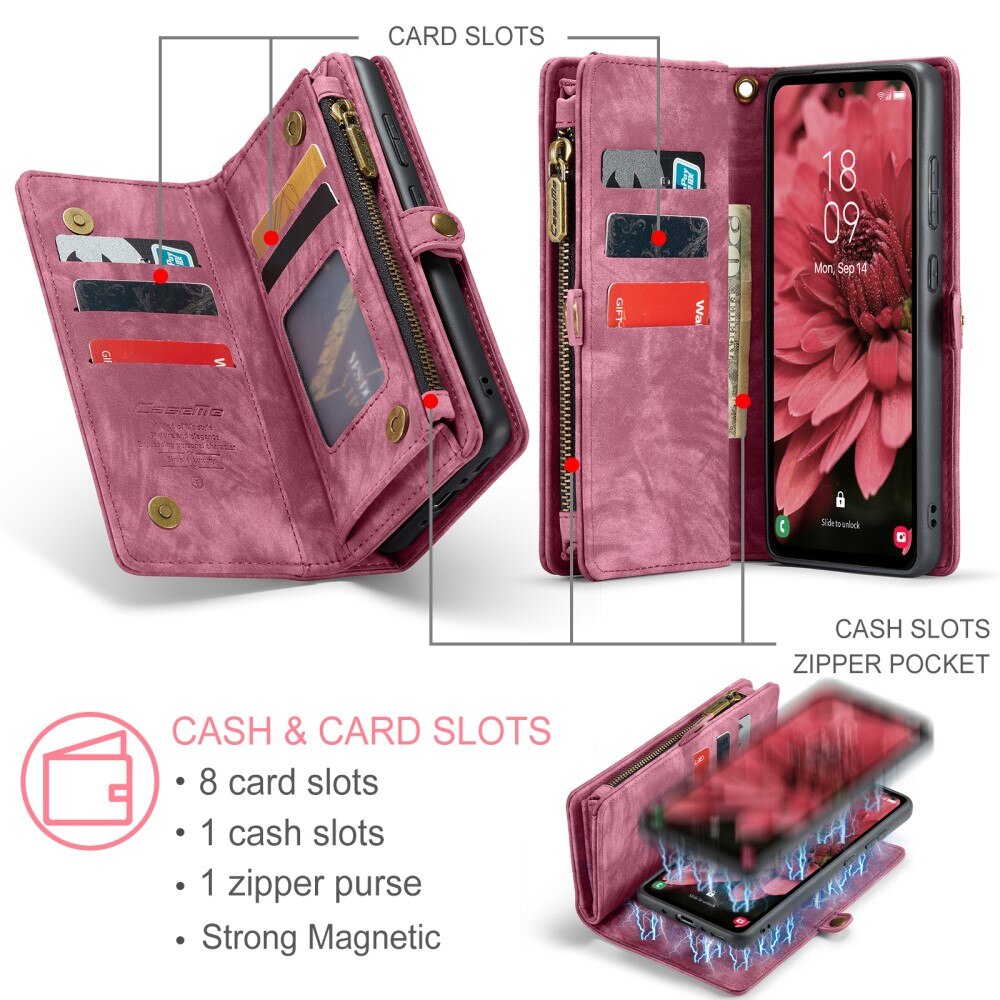 Multi-slot Portemonnaie-Hülle Samsung Galaxy A35 rot