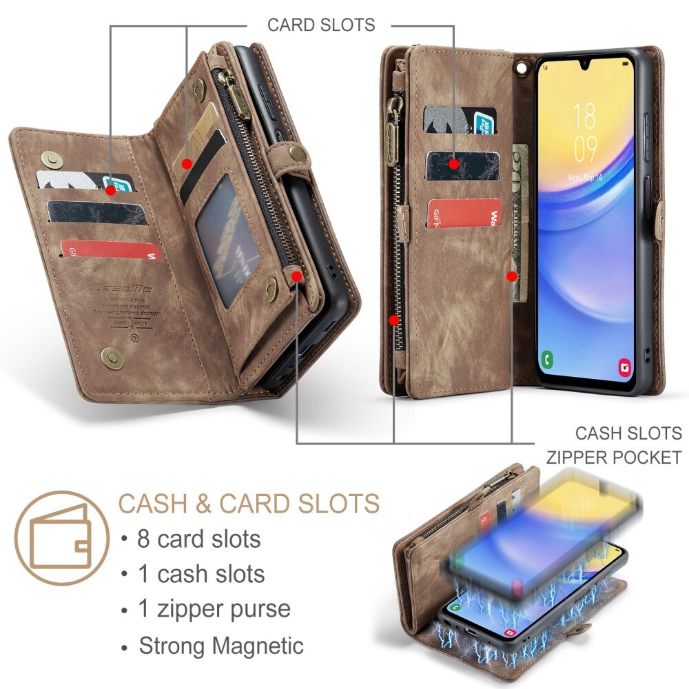 Multi-slot Portemonnaie-Hülle Samsung Galaxy A05s Braun