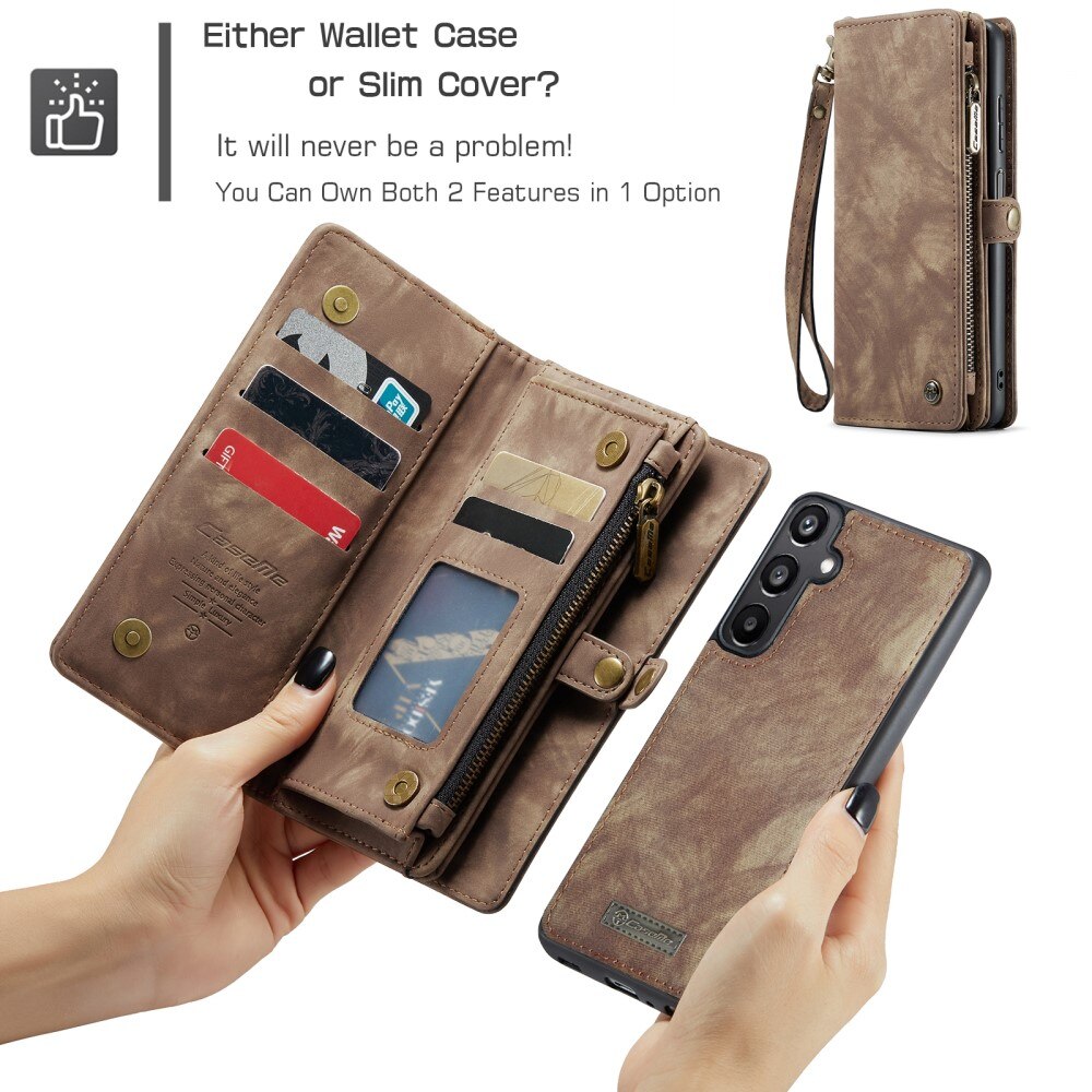 Multi-slot Portemonnaie-Hülle Samsung Galaxy A05s Braun