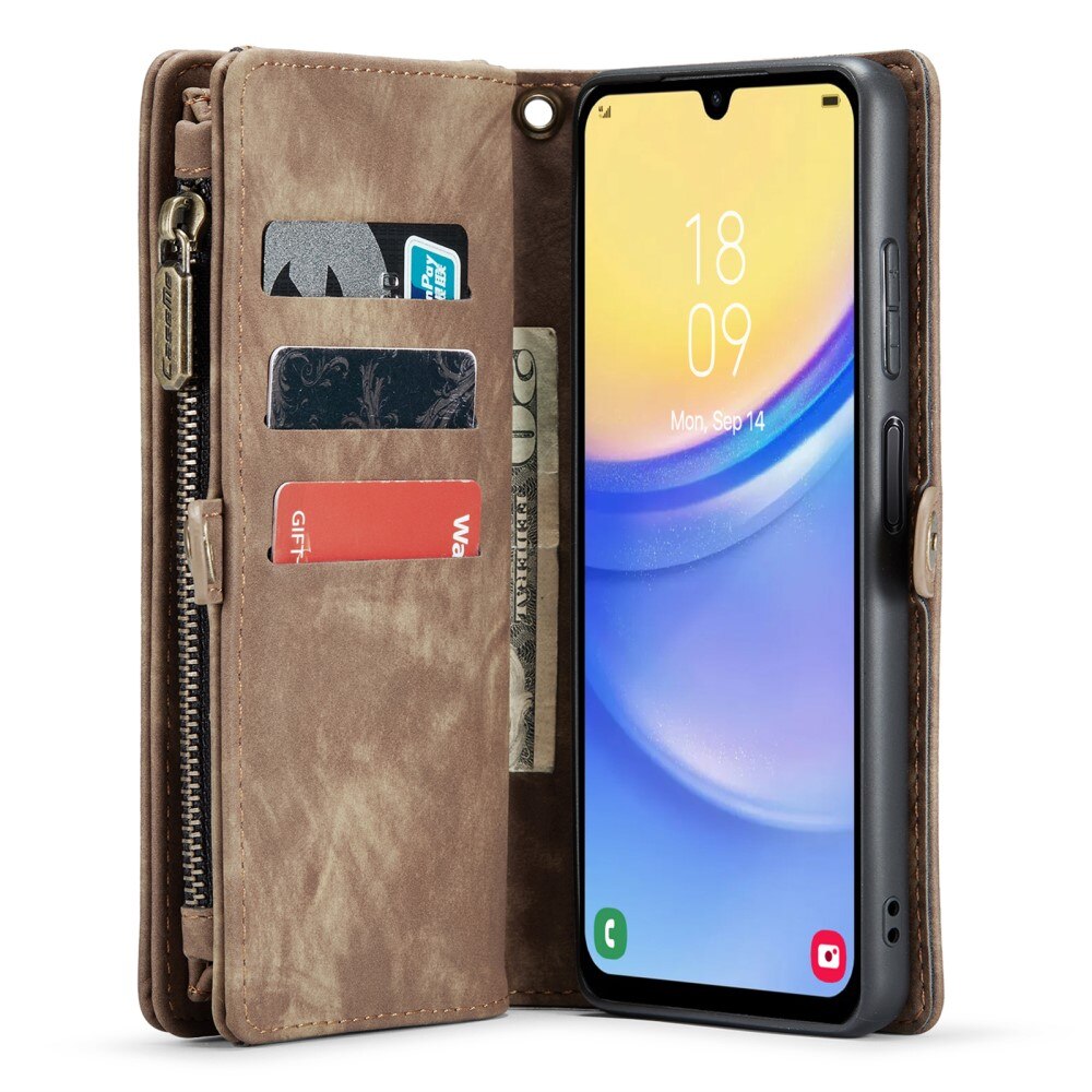Multi-slot Portemonnaie-Hülle Samsung Galaxy A05s Braun