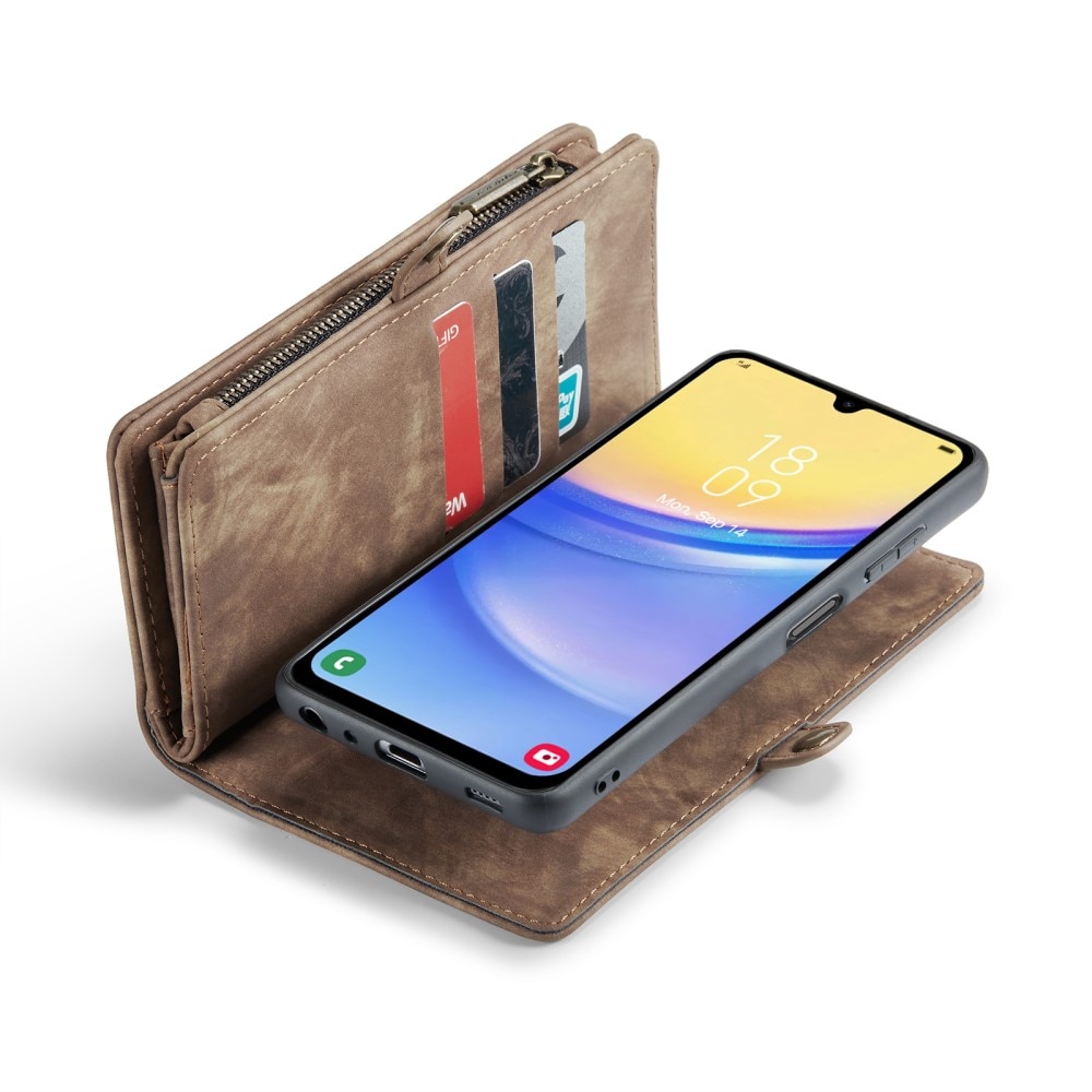 Multi-slot Portemonnaie-Hülle Samsung Galaxy A05s Braun