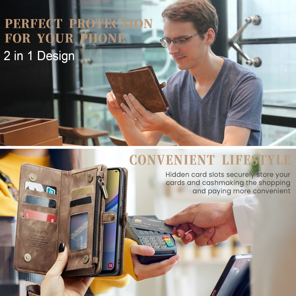 Multi-slot Portemonnaie-Hülle Samsung Galaxy A15 Braun
