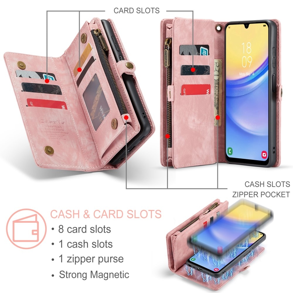 Multi-slot Portemonnaie-Hülle Samsung Galaxy A15 rosa