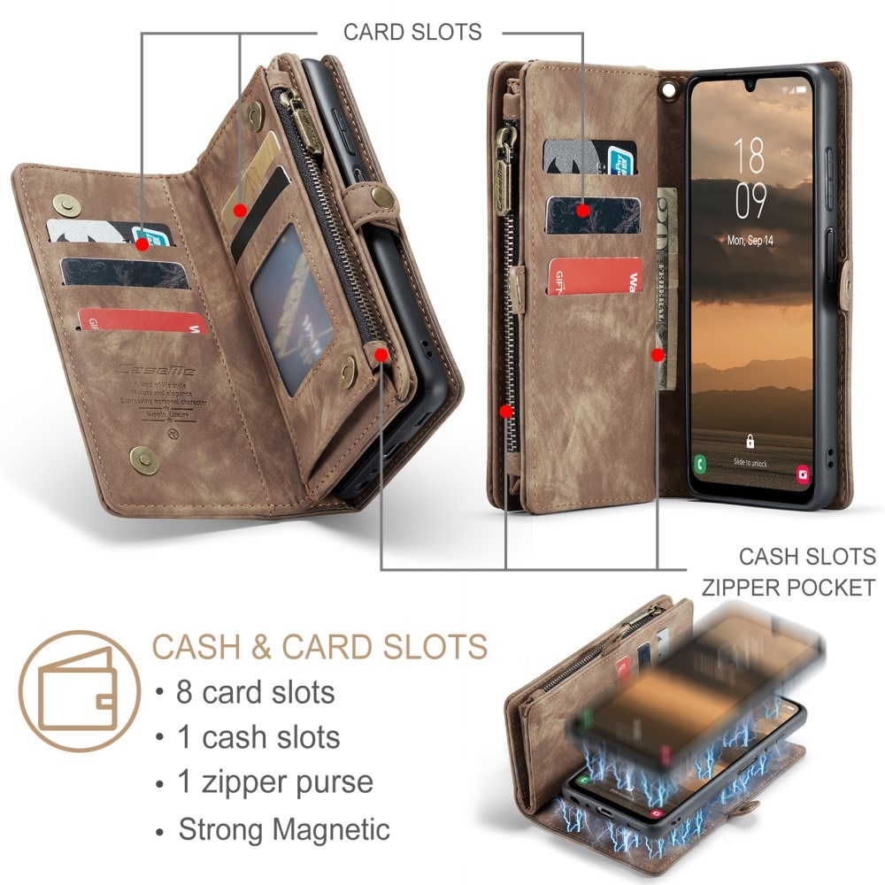 Multi-slot Portemonnaie-Hülle Samsung Galaxy A25 Braun