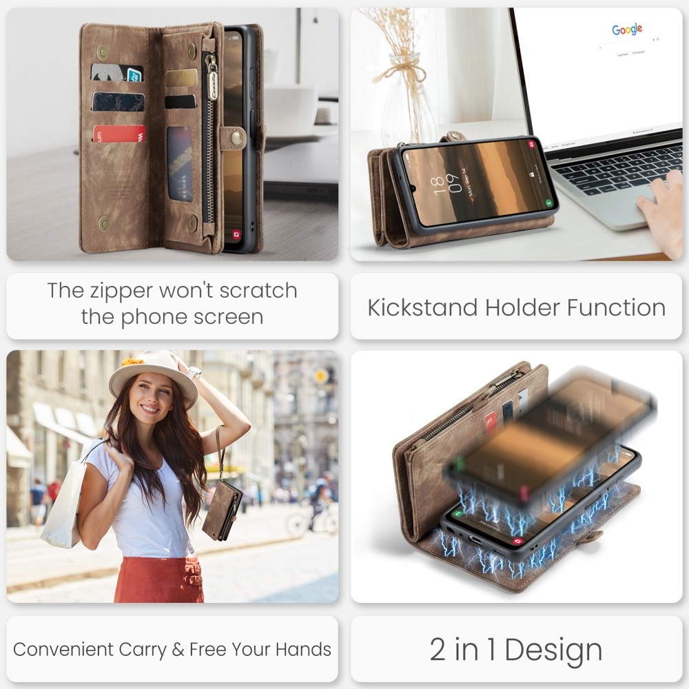 Multi-slot Portemonnaie-Hülle Samsung Galaxy A25 braun