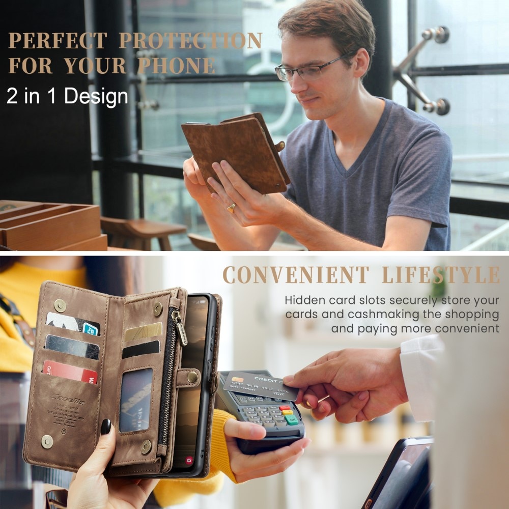 Multi-slot Portemonnaie-Hülle Samsung Galaxy A25 Braun