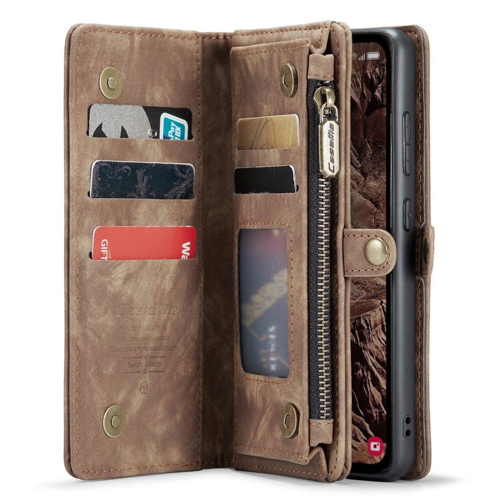 Multi-slot Portemonnaie-Hülle Samsung Galaxy A55 Braun