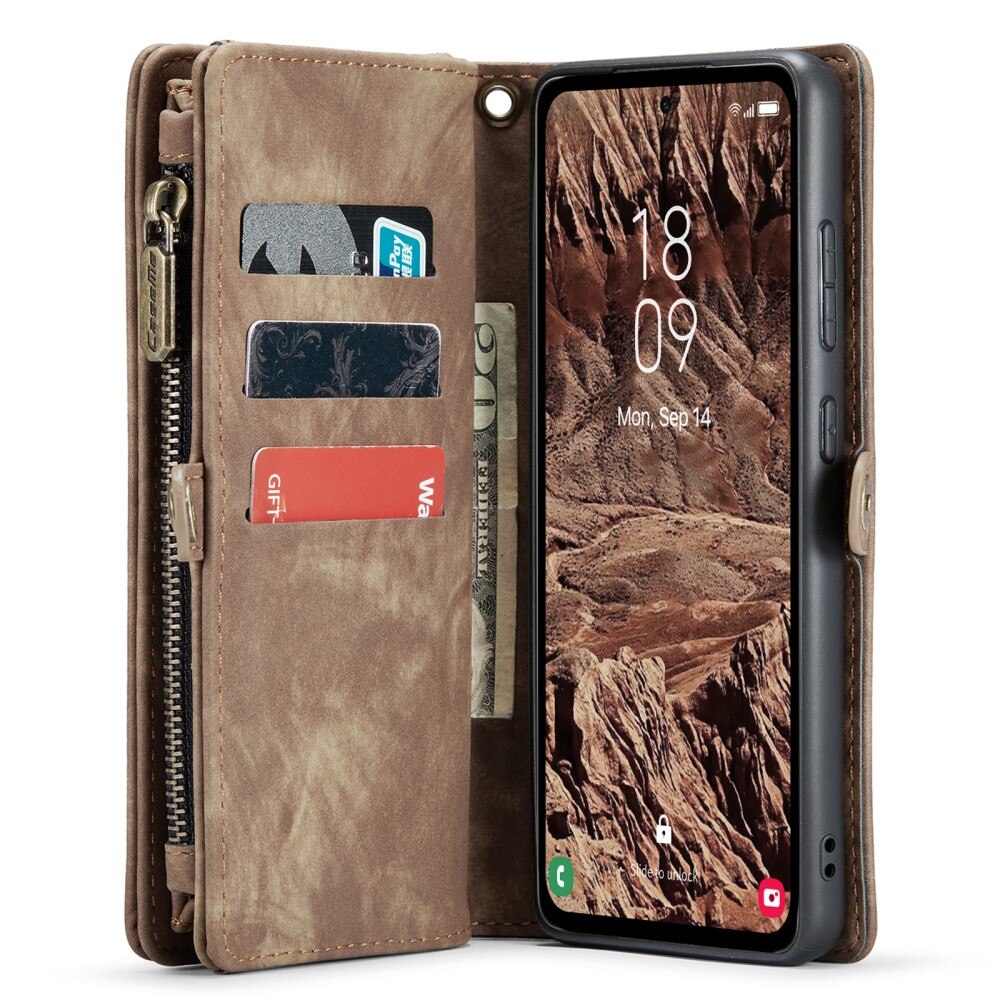 Multi-slot Portemonnaie-Hülle Samsung Galaxy A55 Braun