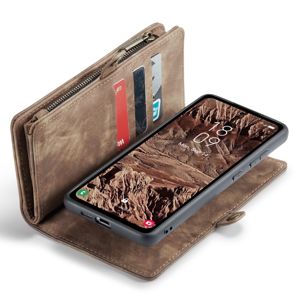 Multi-slot Portemonnaie-Hülle Samsung Galaxy A55 Braun