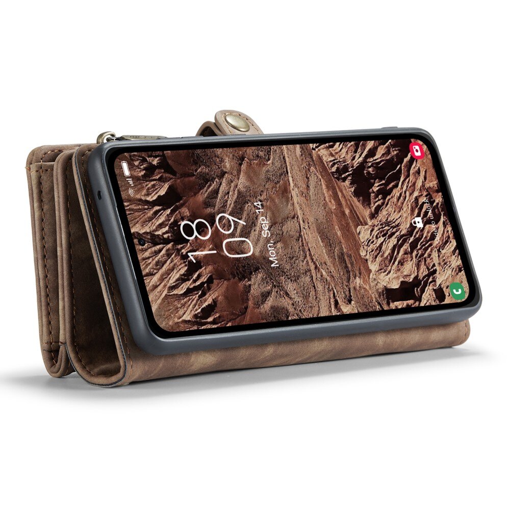 Multi-slot Portemonnaie-Hülle Samsung Galaxy A55 Braun