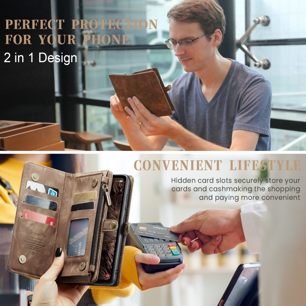 Multi-slot Portemonnaie-Hülle Samsung Galaxy A55 Braun