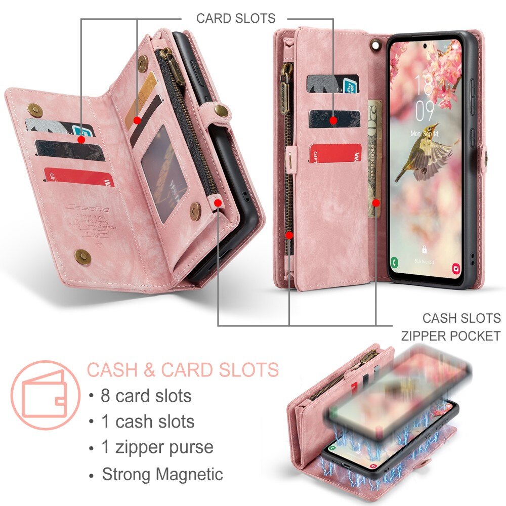 Multi-slot Portemonnaie-Hülle Samsung Galaxy A55 Rosa