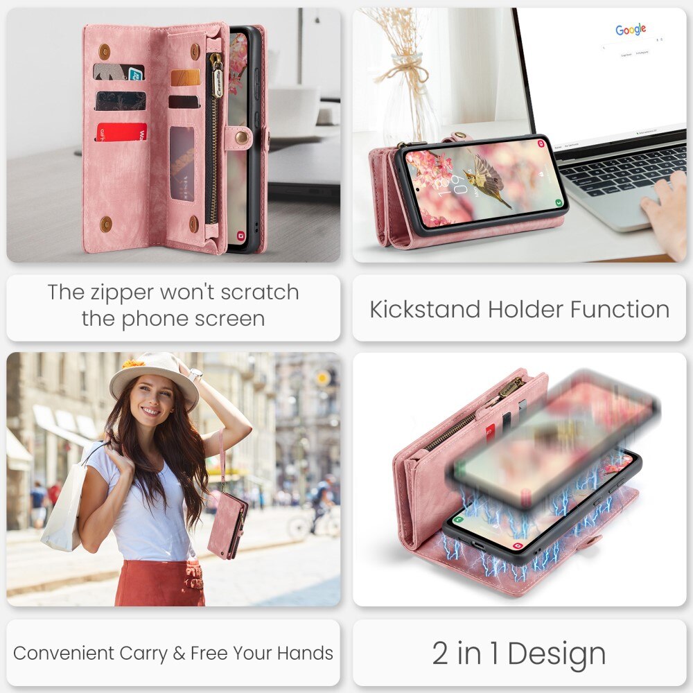 Multi-slot Portemonnaie-Hülle Samsung Galaxy A55 Rosa