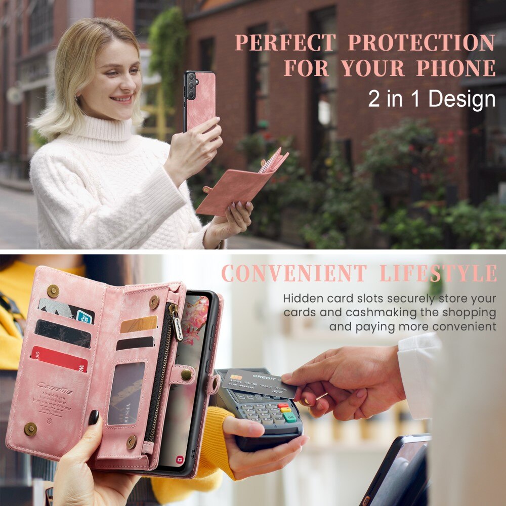 Multi-slot Portemonnaie-Hülle Samsung Galaxy A55 Rosa