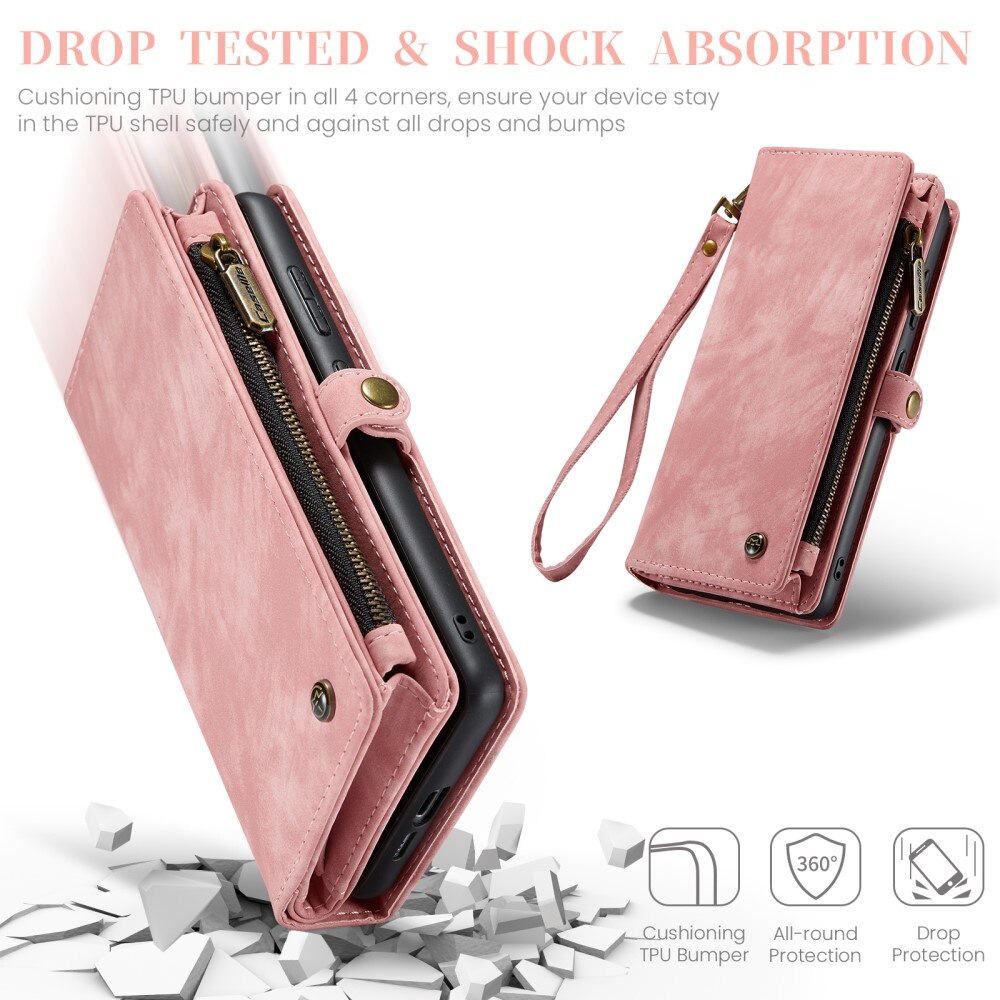 Multi-slot Portemonnaie-Hülle Samsung Galaxy A55 Rosa