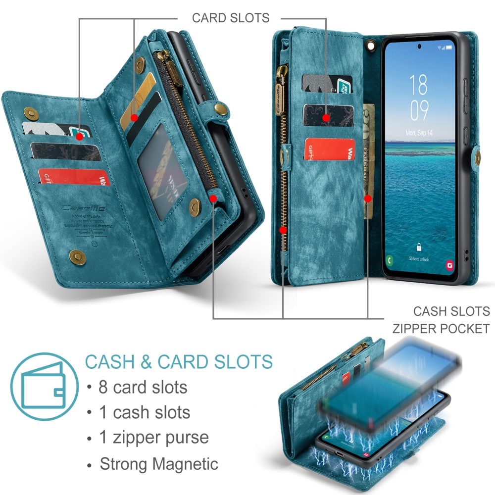 Multi-slot Portemonnaie-Hülle Samsung Galaxy A55 blau