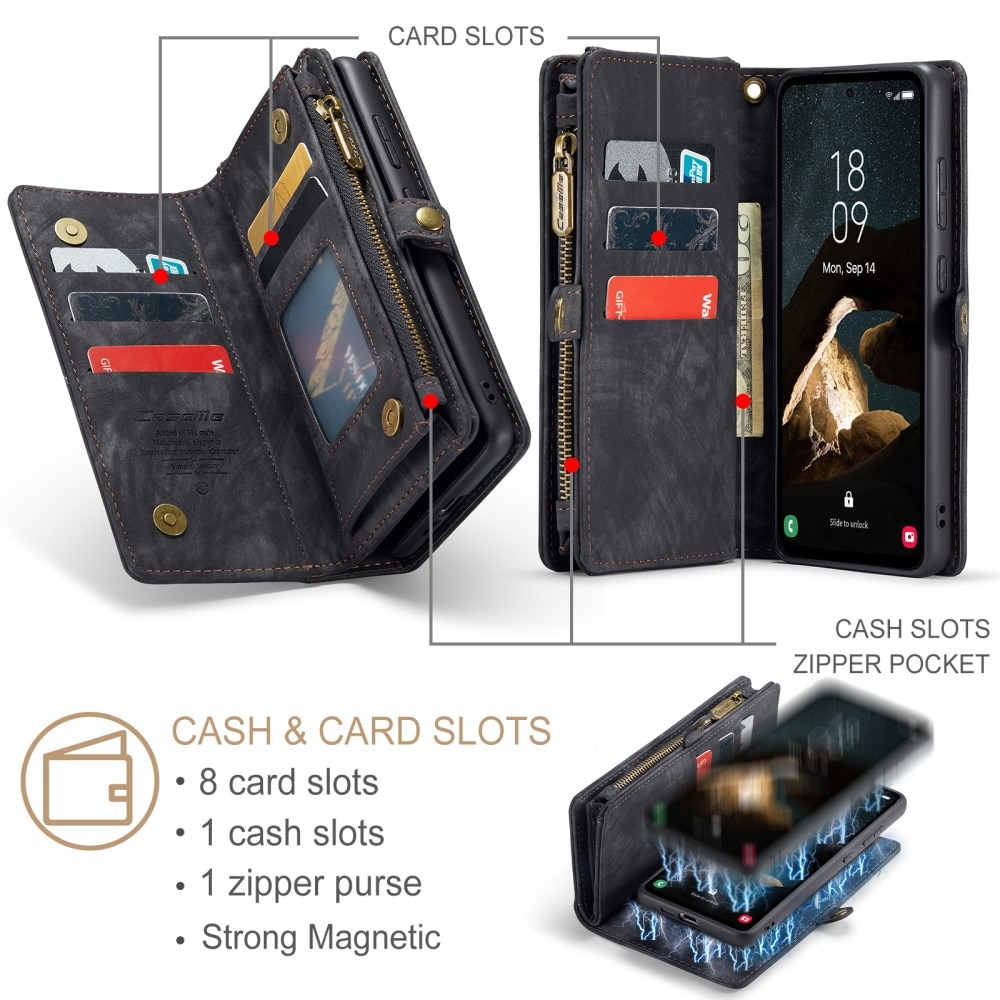 Multi-slot Portemonnaie-Hülle Samsung Galaxy A55 Grau