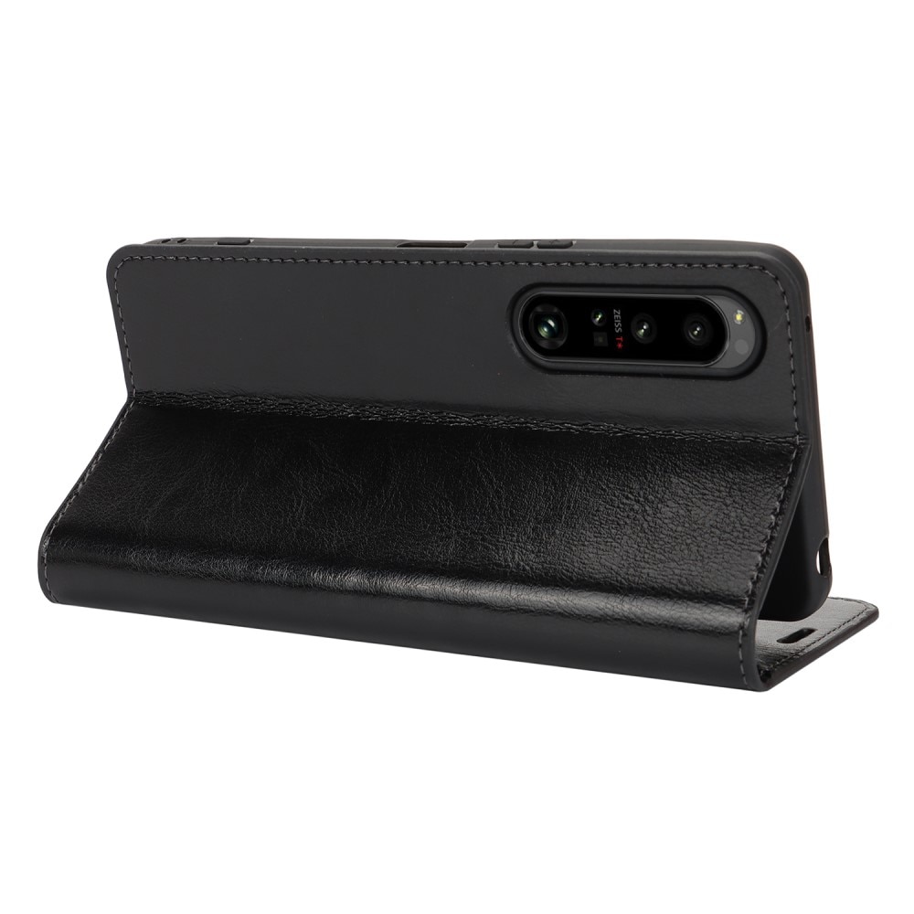 Sony Xperia 1 VI Handytasche aus Echtem Leder Schwarz