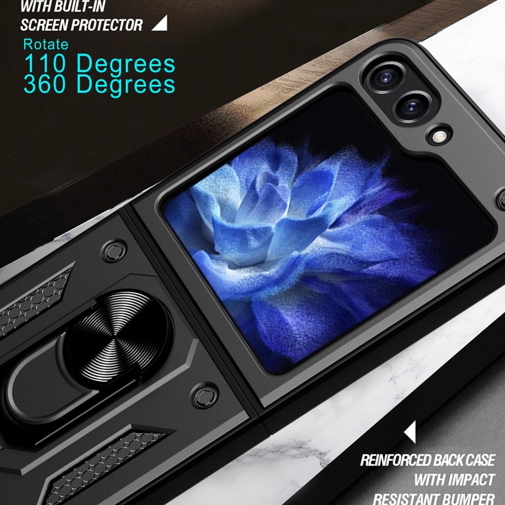 Samsung Galaxy Z Flip 6 Hybrid-Hülle Tech Ring schwarz