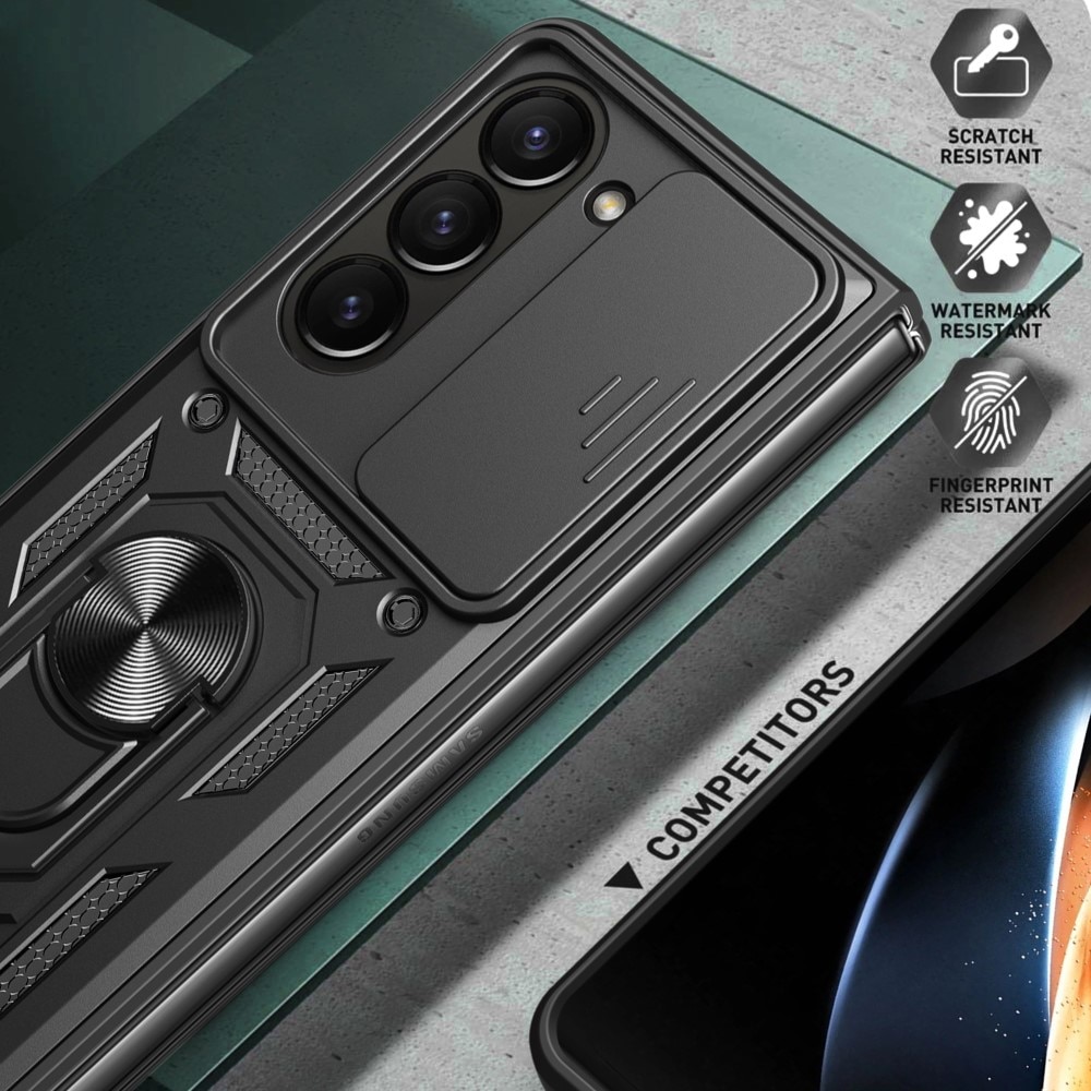 Samsung Galaxy Z Fold 7 Hybrid-Hülle Tech Ring+Kameraschutz schwarz