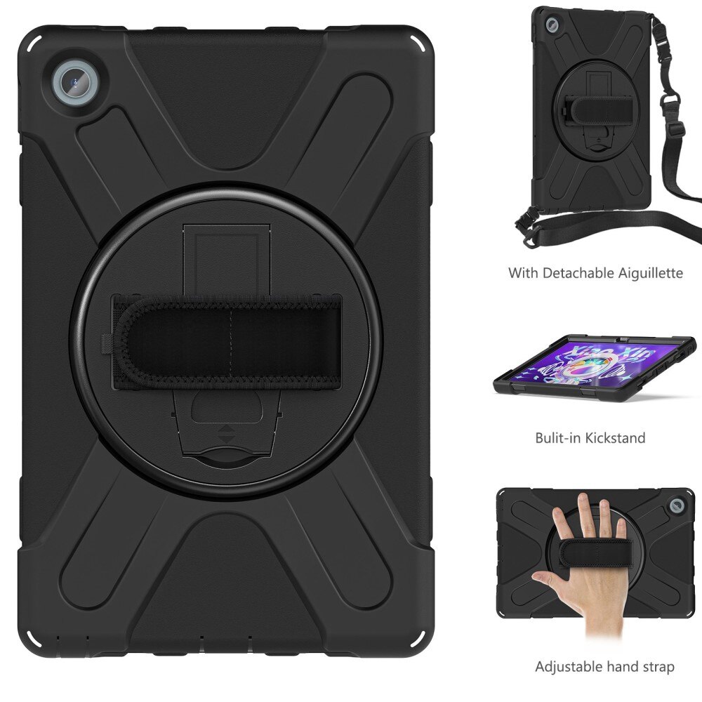 Lenovo Tab M10 Plus (3rd gen) Stoßfeste Hybrid-Hülle mit Schultergurt Schwarz