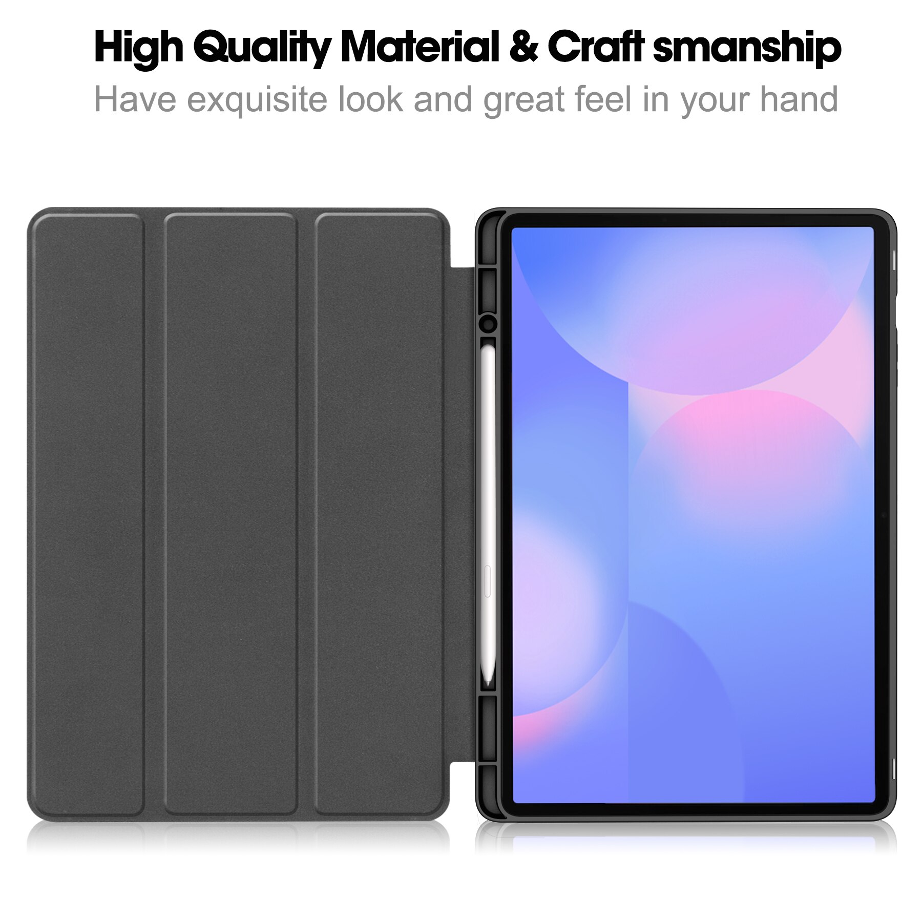 Samsung Galaxy Tab S10 FE Plus Tri-Fold Case Schutzhülle mit Touchpen-Halter Schwarz