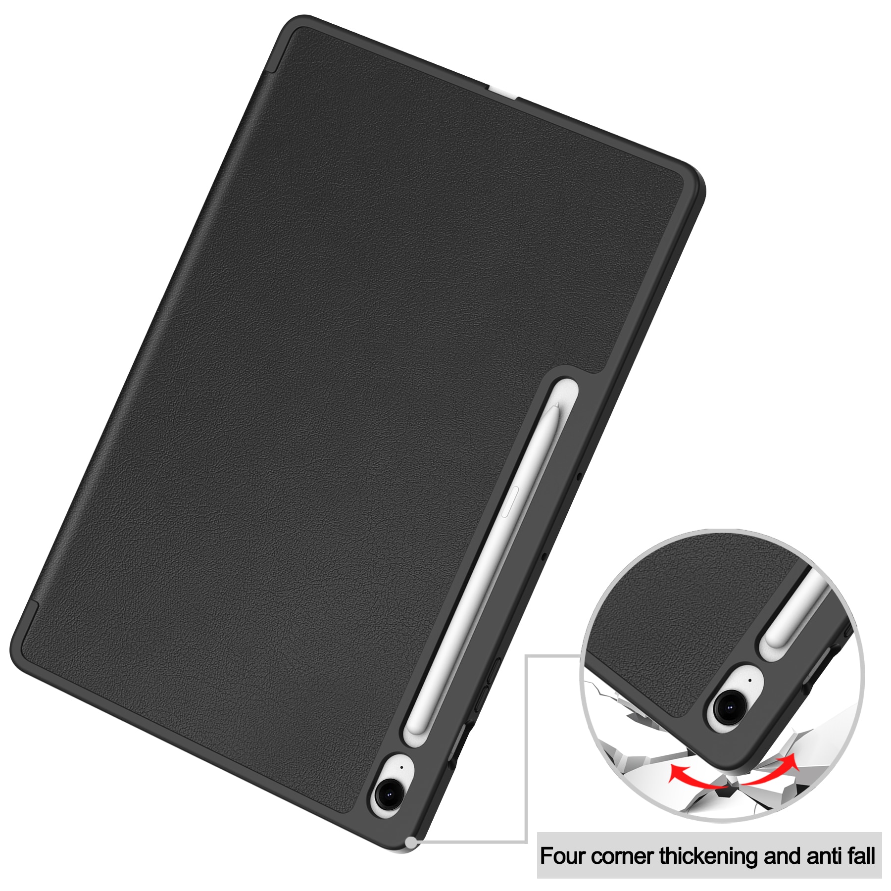 Samsung Galaxy Tab S10 FE Plus Tri-Fold Case Schutzhülle mit Touchpen-Halter Schwarz
