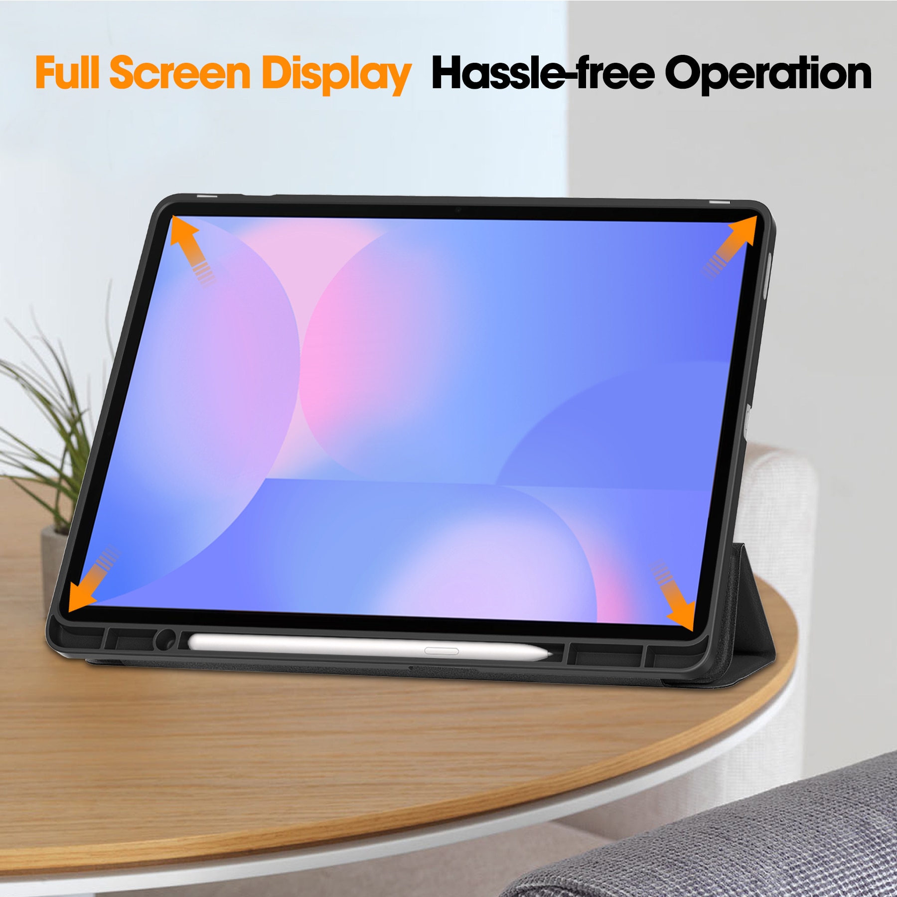 Samsung Galaxy Tab S10 FE Plus Tri-Fold Case Schutzhülle mit Touchpen-Halter Schwarz