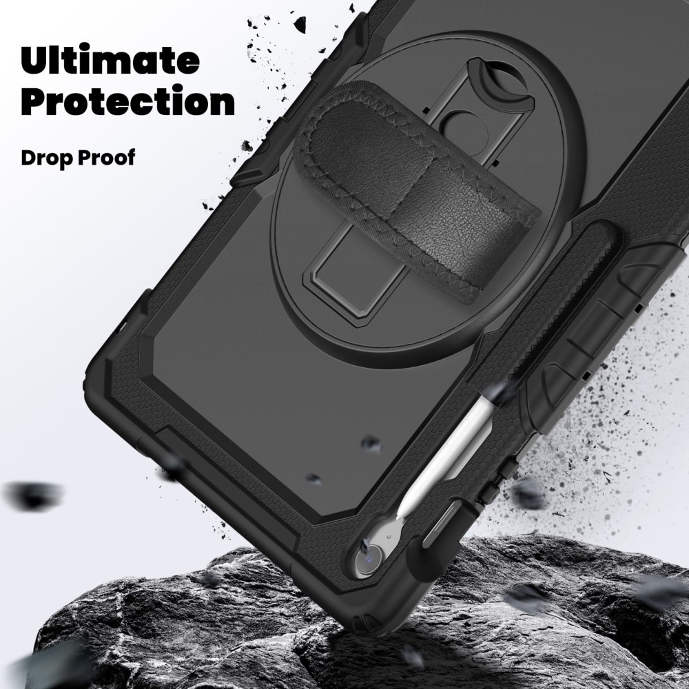 Samsung Galaxy Tab S10 FE Plus Stoßfeste Full Protection Hybrid-Hülle mit Schultergurt schwarz