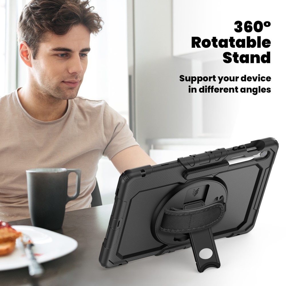 Samsung Galaxy Tab S10 FE Plus Stoßfeste Full Protection Hybrid-Hülle mit Schultergurt schwarz