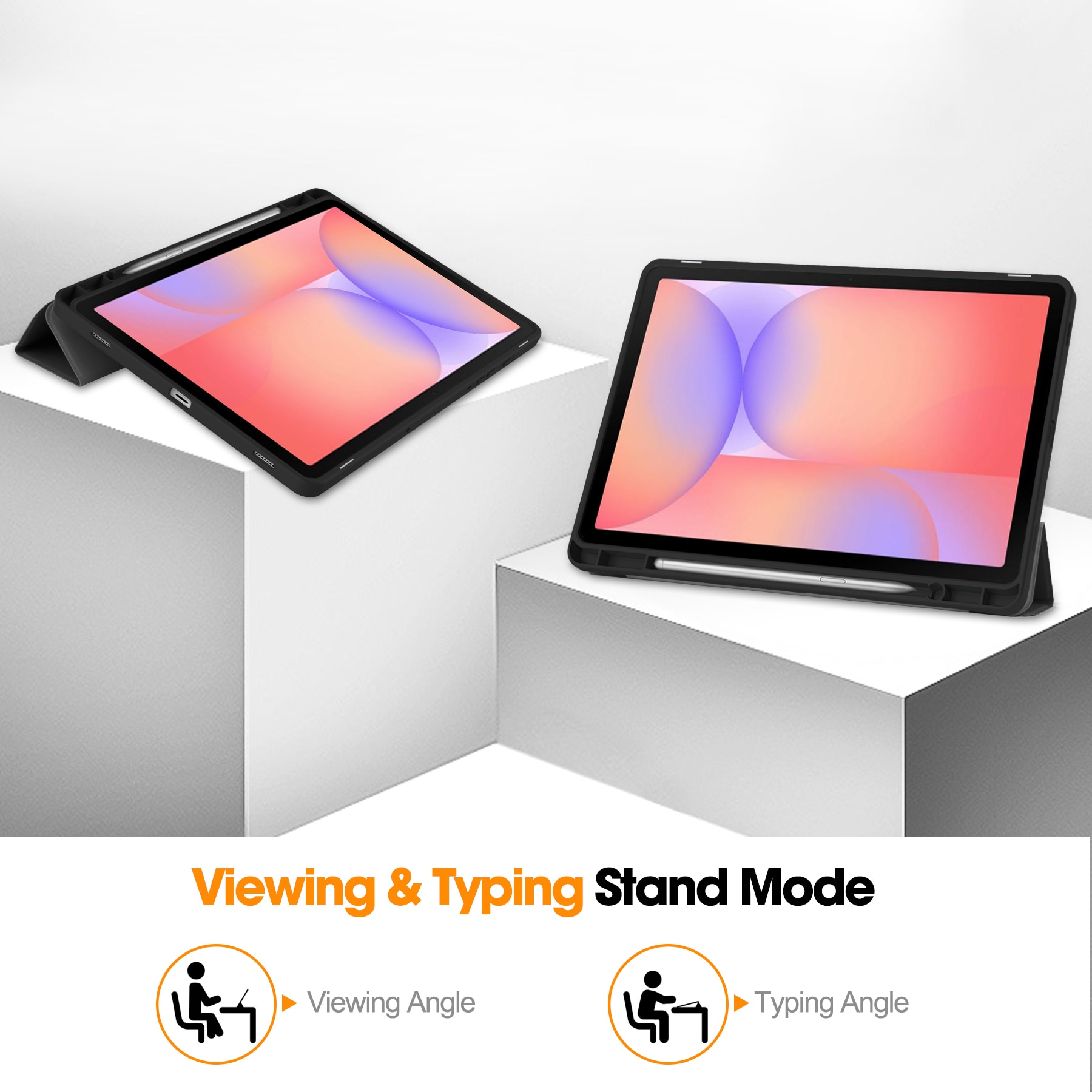 Samsung Galaxy Tab S10 Lite Tri-Fold Case Schutzhülle mit Touchpen-Halter Schwarz