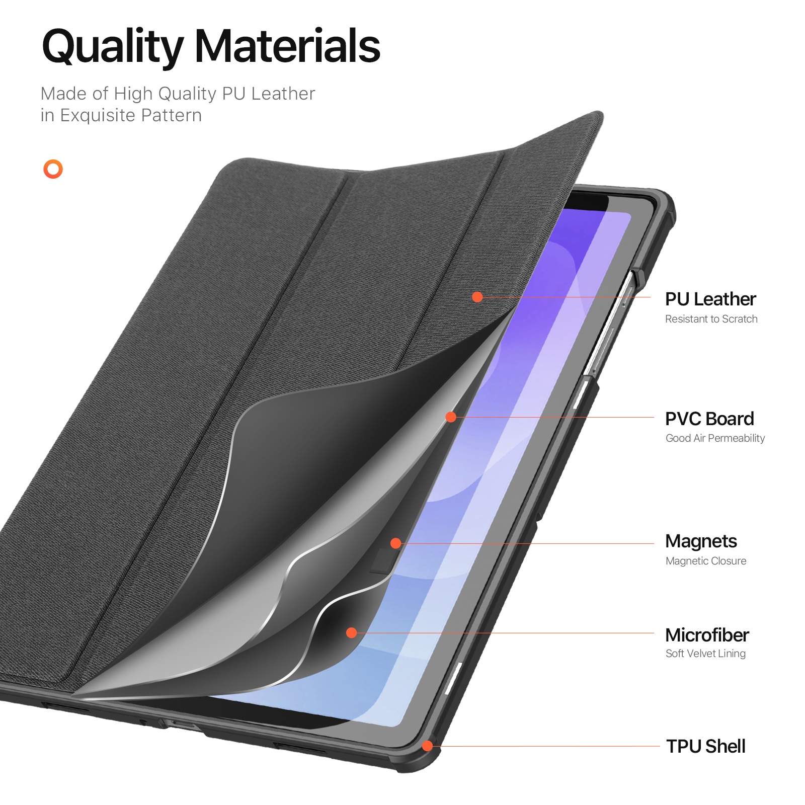 Domo Tri-Fold Case Samsung Galaxy Tab A11 Plus Black