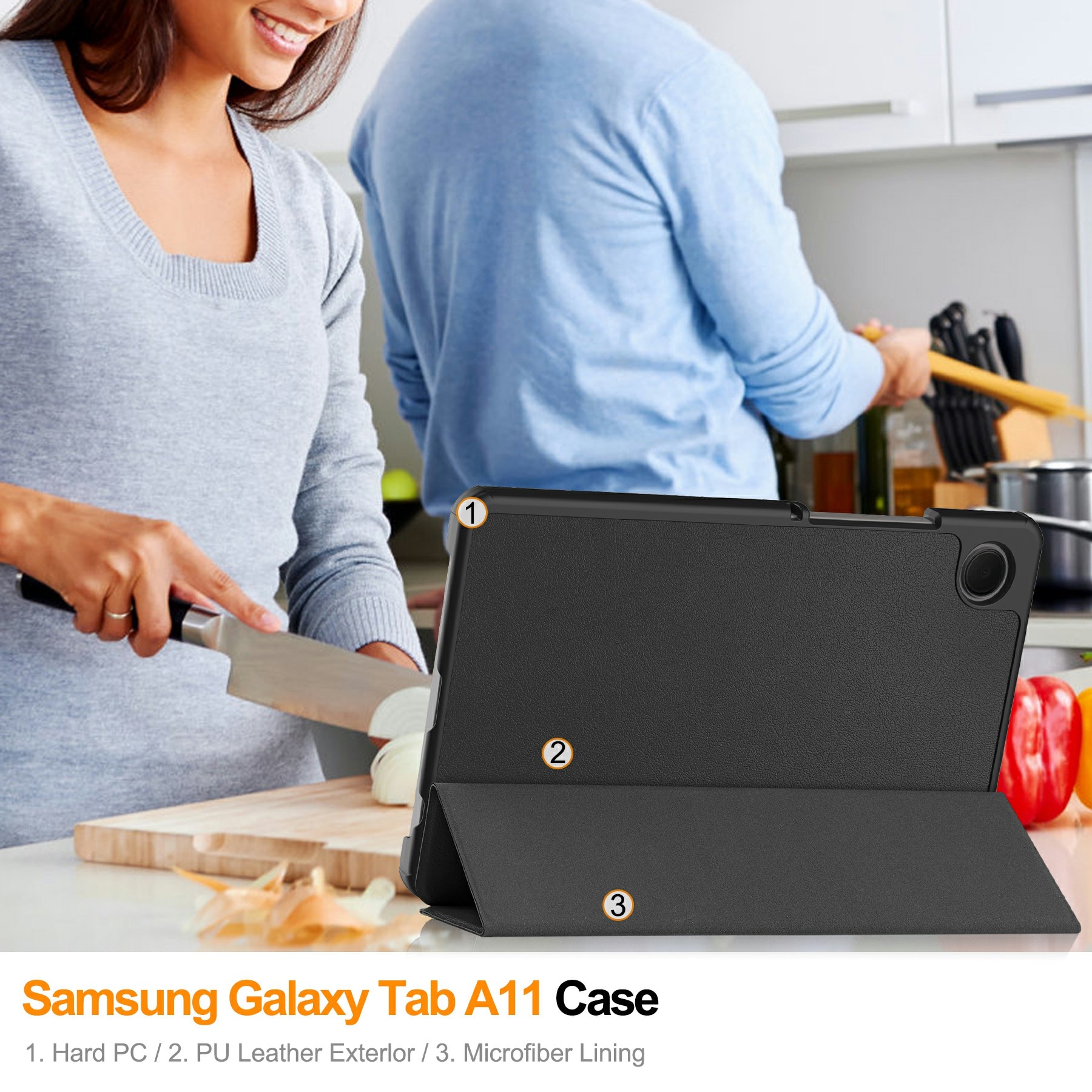 Samsung Galaxy Tab A11 Tri-Fold Case Schutzhülle Schwarz
