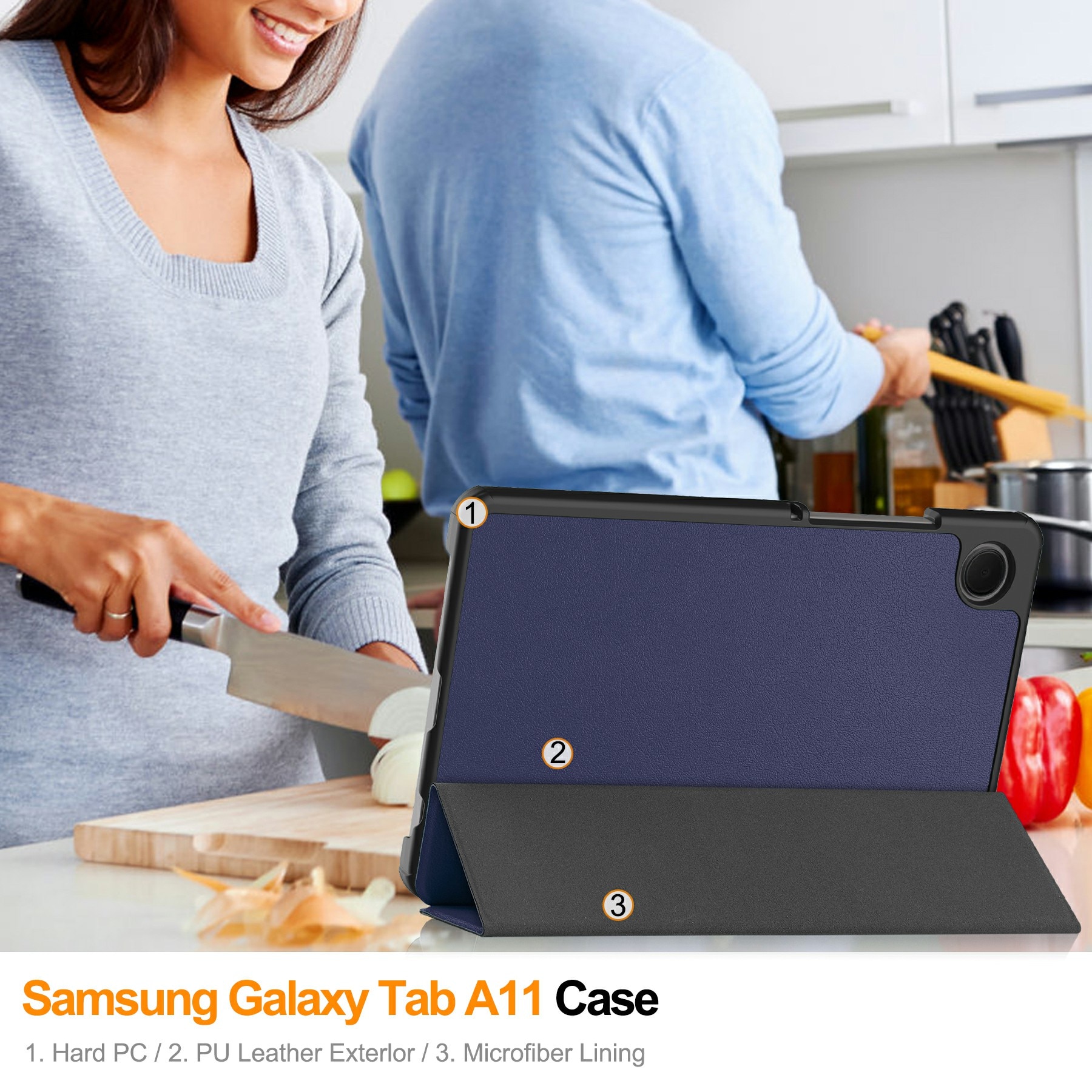 Samsung Galaxy Tab A11 Tri-Fold Case Schutzhülle Blau
