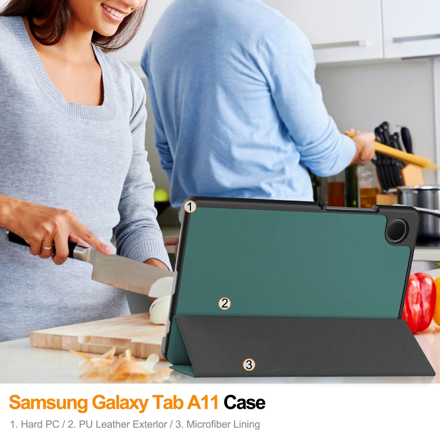 Samsung Galaxy Tab A11 Tri-Fold Case Schutzhülle Grün
