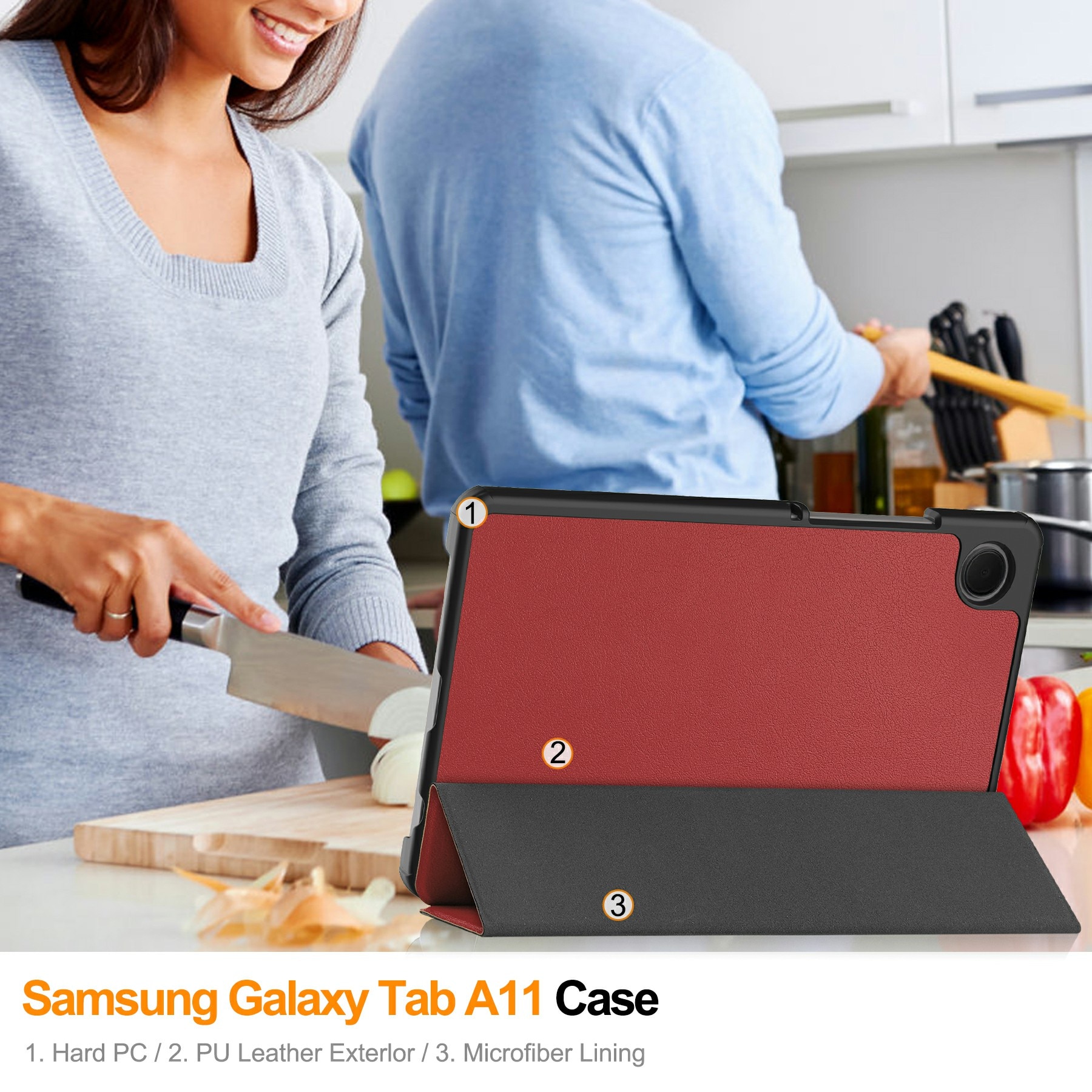 Samsung Galaxy Tab A11 Tri-Fold Case Schutzhülle Rot