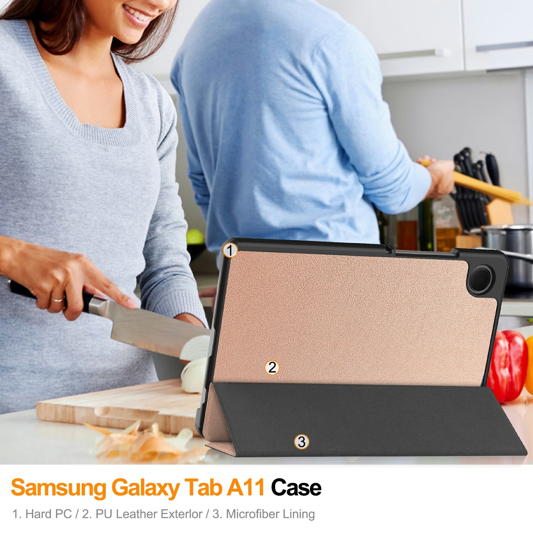 Samsung Galaxy Tab A11 Tri-Fold Case Schutzhülle Roségold