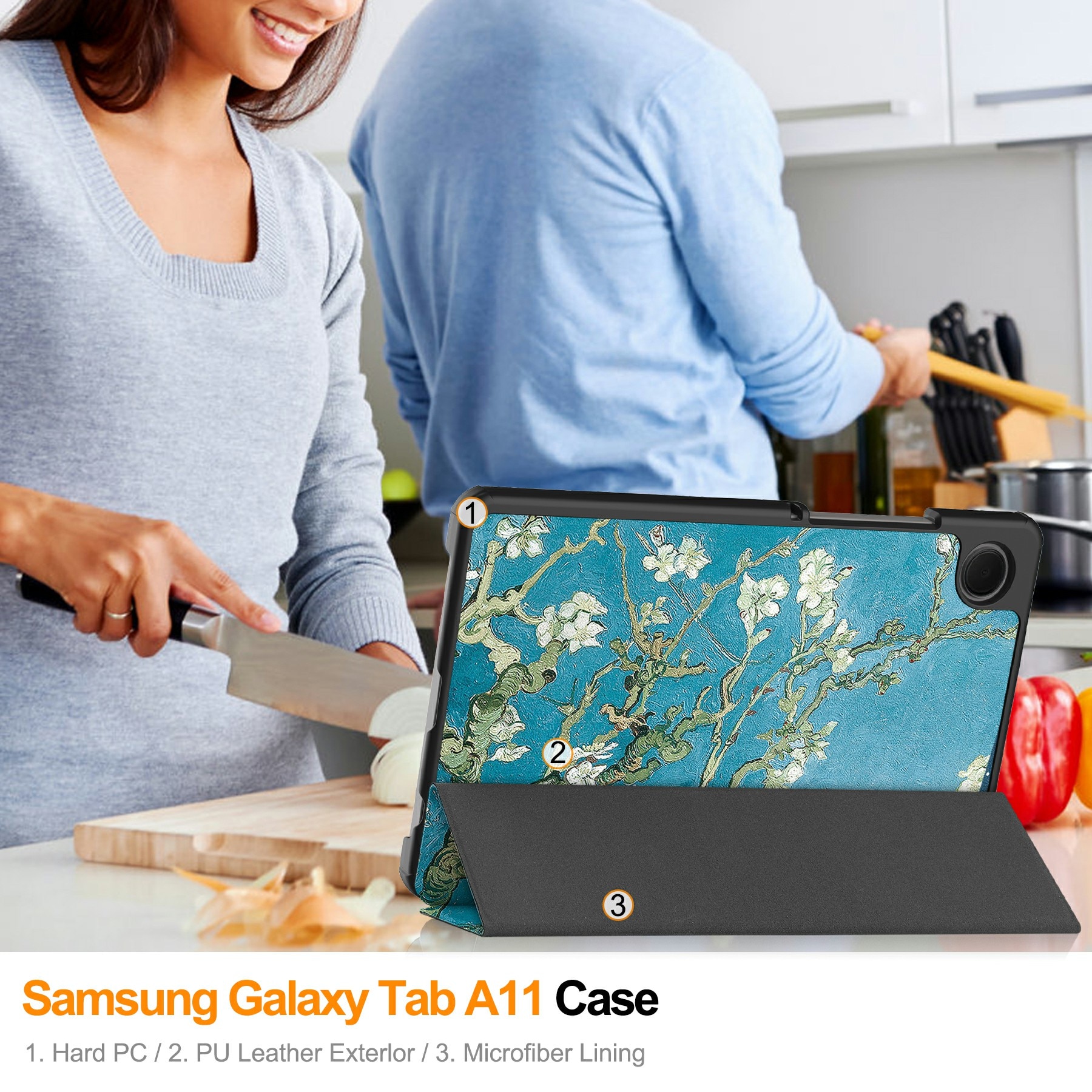 Samsung Galaxy Tab A11 Tri-Fold Case Schutzhülle Kirschblüten