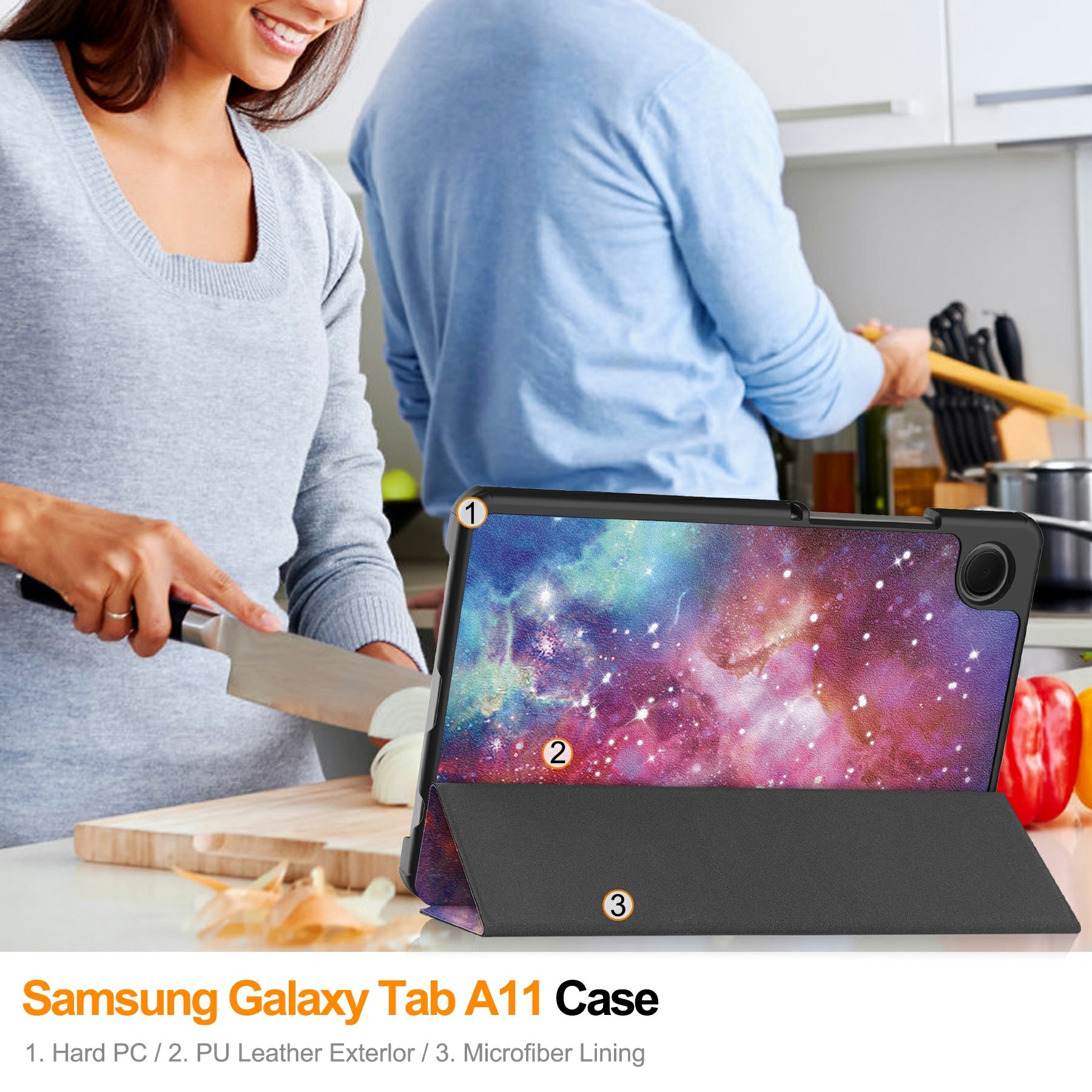 Samsung Galaxy Tab A11 Tri-Fold Case Schutzhülle Space