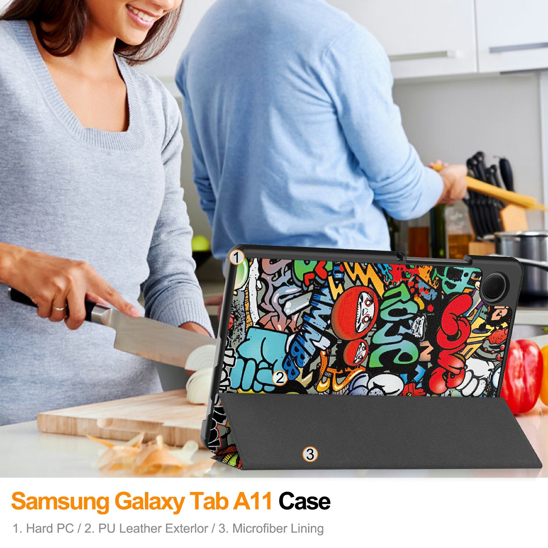 Samsung Galaxy Tab A11 Tri-Fold Case Schutzhülle Graffiti
