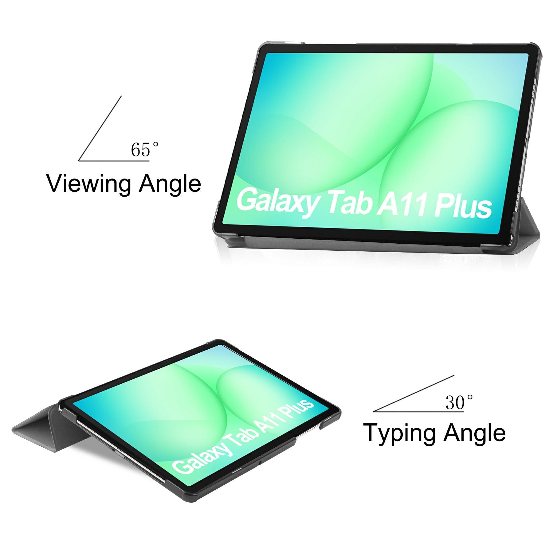 Samsung Galaxy Tab A11 Plus Tri-Fold Case Schutzhülle Grau